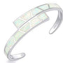 CiNily White & Blue Fire Opal Stone Open Bangles Silver