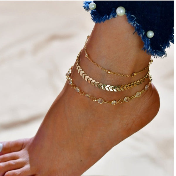 LETAPI Bohemian Beads Anklets for Women Boho Cubic Zirconia Anklet Ankle Bracelet on Leg Anklet Jewellery