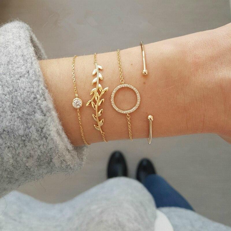 Street Style Trendy Fashion Metal Bracelet Bangles Combination Set