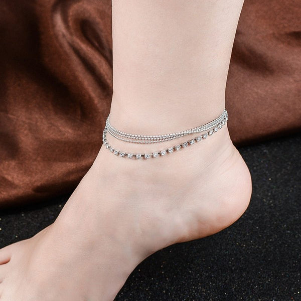 HHYDE 1PC Multilayer  Crystal Anklet Foot Chain Summer Bracelet Charm Anklets Beach Foot Wedding Jewelry Gift Enkelbandje