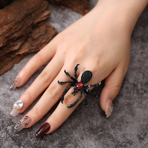 Halloween Spider Ring With Rhinestone Ins Personality Fashion Open Rings For Women Jewelry Accessories