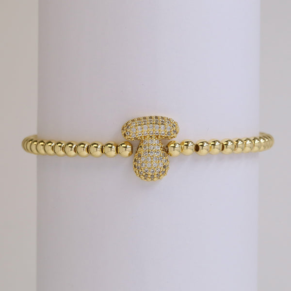 Fashion Jewelry 18K Balloon Bubble Zircon Letter Beaded Copper Bead Elastic String Bracelet