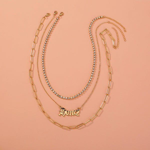 Monogram pendants, multi-layer necklaces,