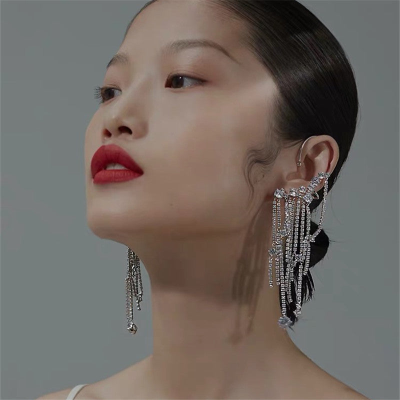 Luxury Silver Personalized Fashion Tassel Earrings Earrings Earrings One-piece Exaggerated Earrings